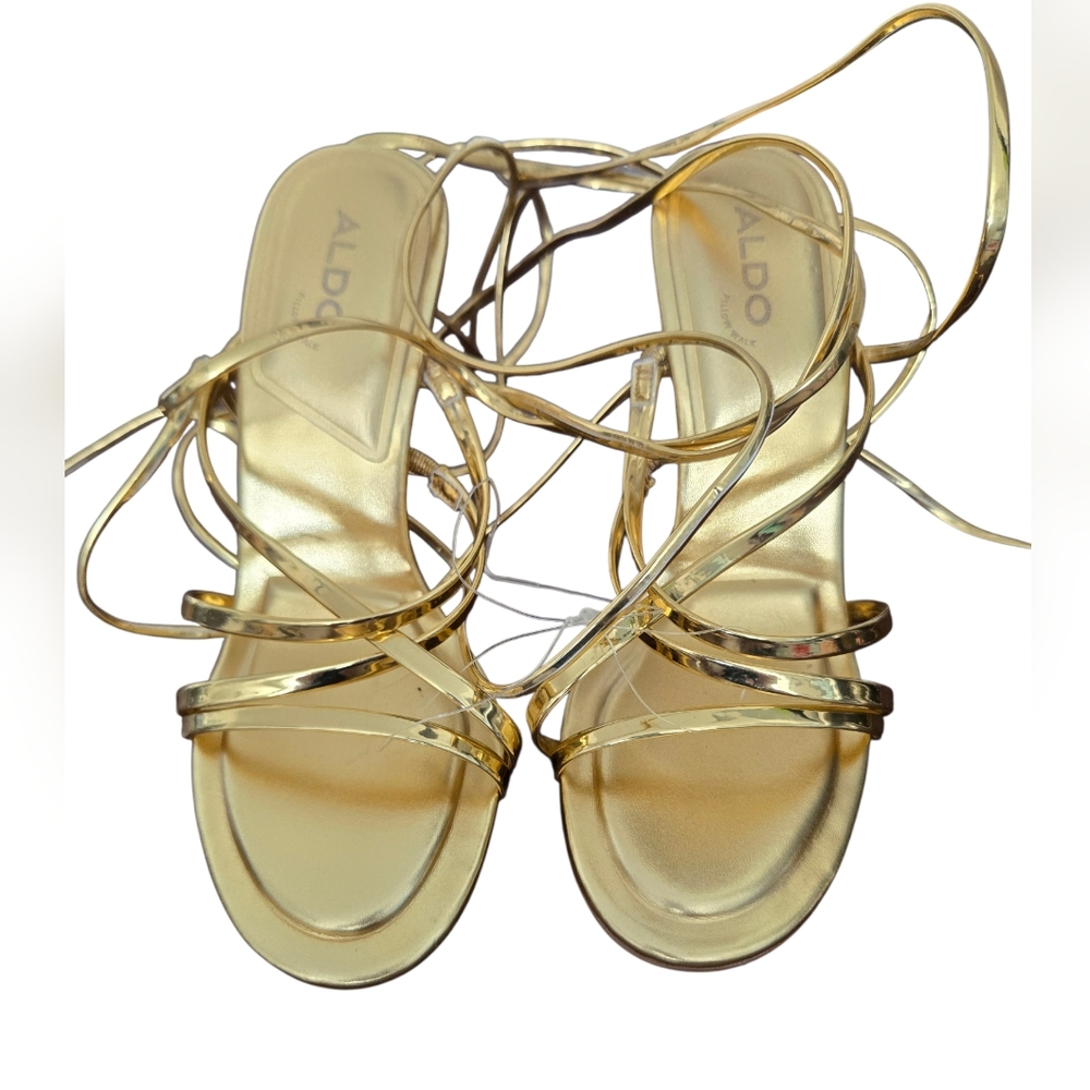 Aldo Gold Strappy Women's Sandals Size 6.5 - Picture 1 of 7